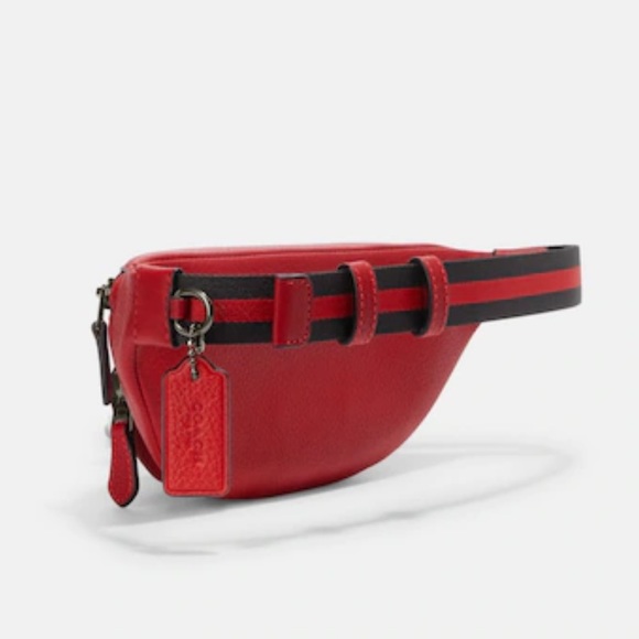Coach Sprint waist Belt Bag 24 COLOR: Gunmetal/1941 Red - Picture 4 of 10